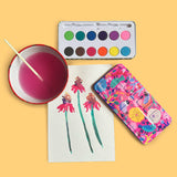 Birds in Fuchsia Watercolors Paint Tin